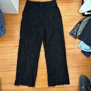 J. Crew Black Lace Pull On Cropped Pants